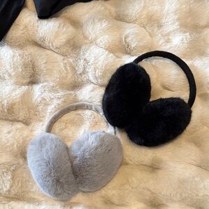 Black and Gray Faux Fur Earmuffs